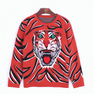 Egyedi OEM tigris fejű Jacquard téli vastag gyapjú kötött divatos pulóver